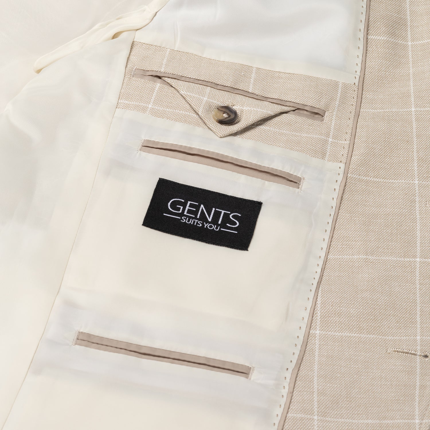 Colbert ruit katoen - linnen zand - Gents