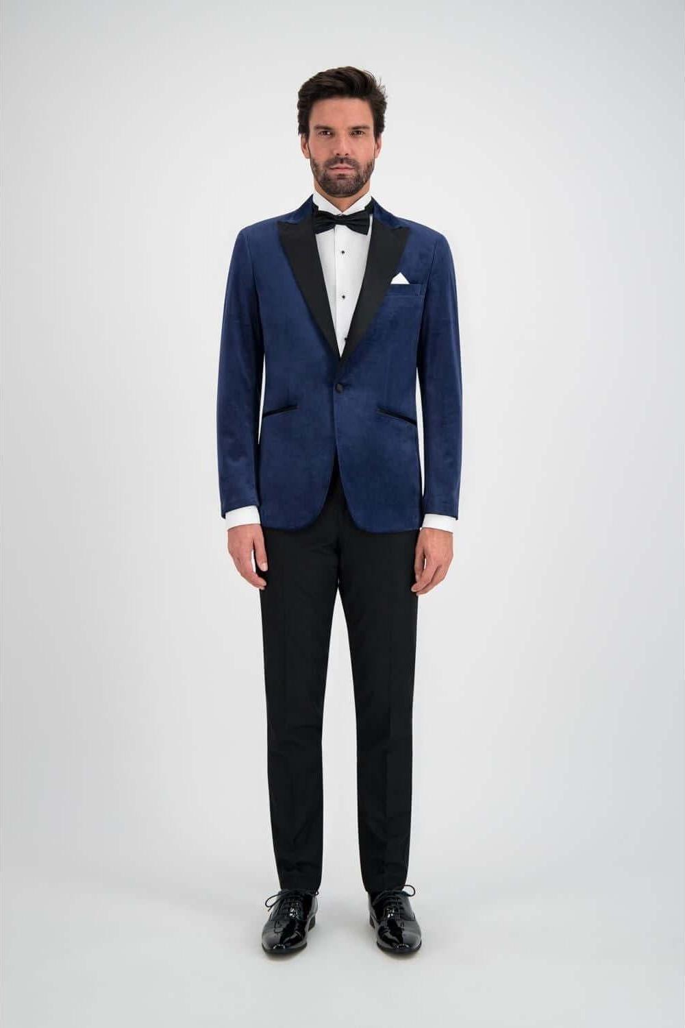 Dinnerjacket velvet donkerblauw - Gents