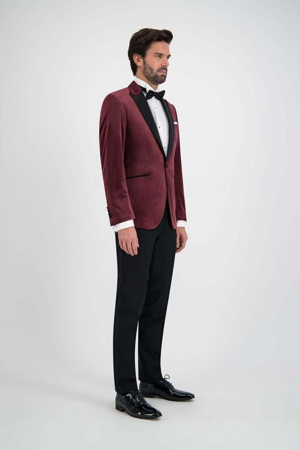 Dinnerjacket velvet donkerrood - Gents
