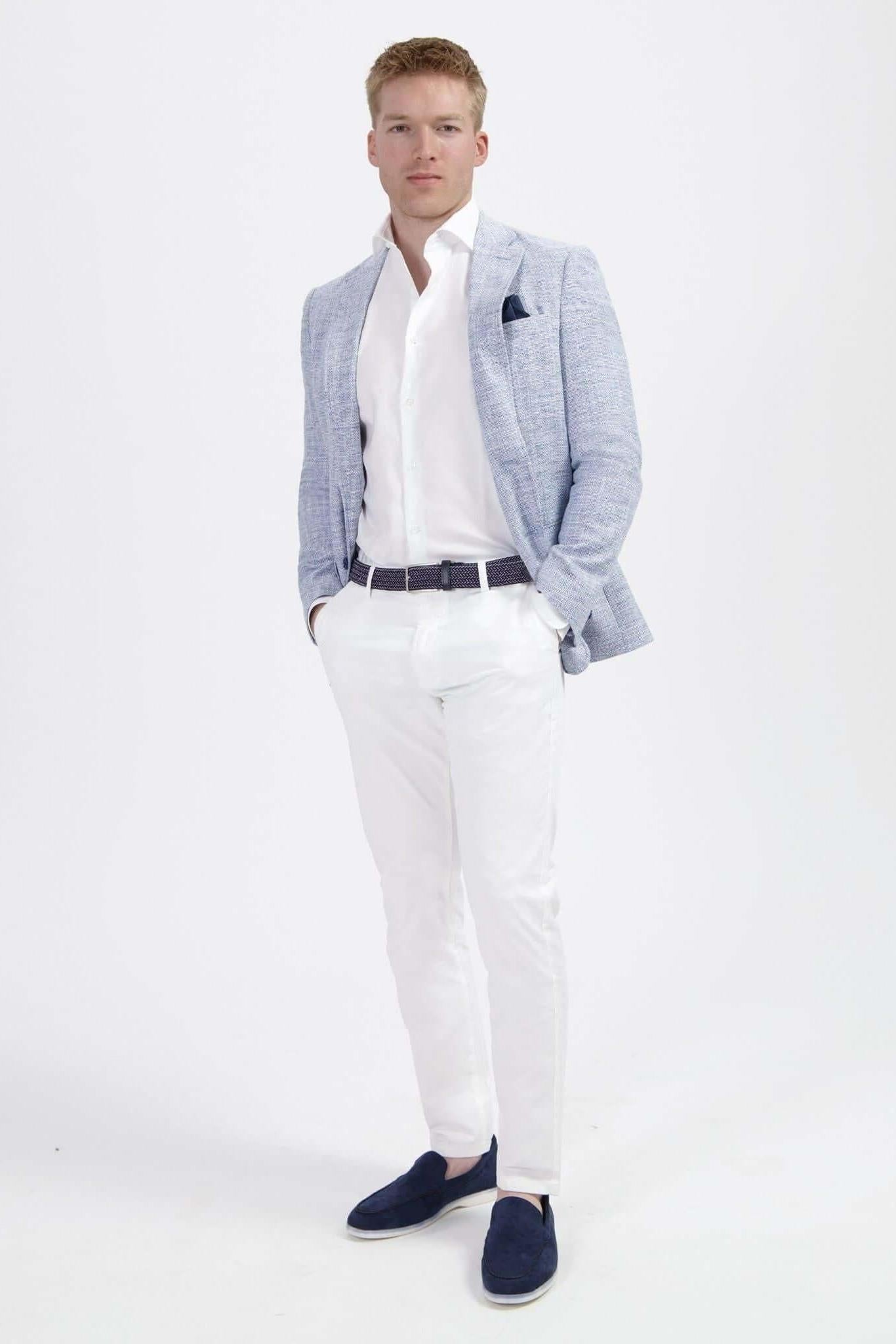 Dubbele manchet bamboe wit overhemd met dubbele manchetten, ademend en kreukvrij.