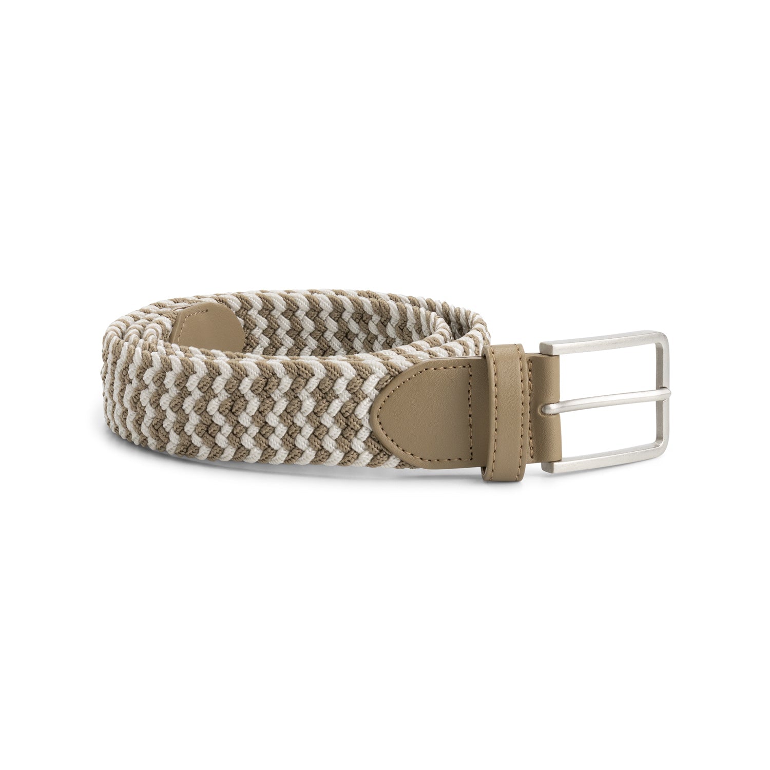 Gevlochten elastische riem beige - wit - Gents