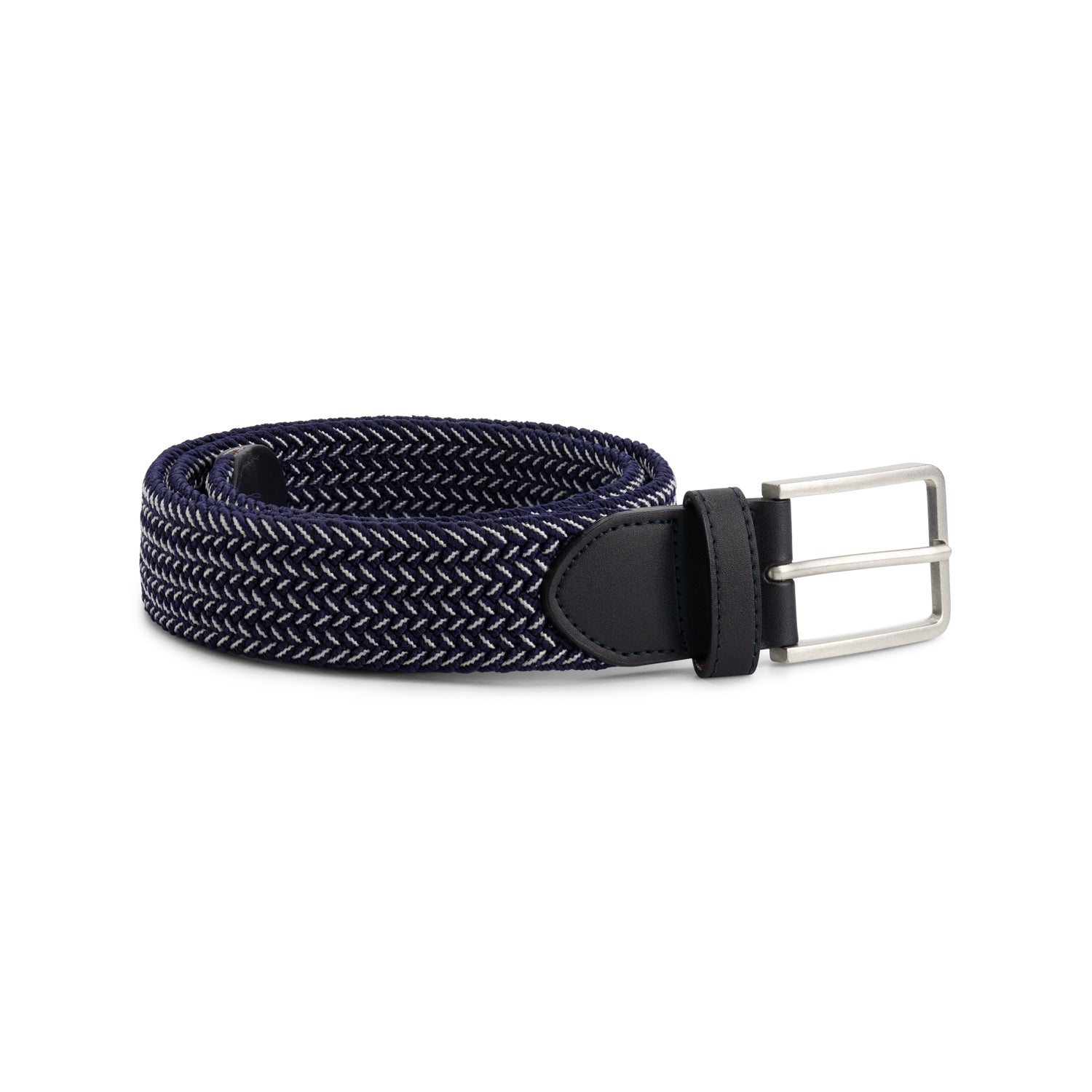 Gevlochten elastische riem blauw - wit - Gents