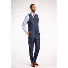 Gilet birdseye structuur blauw - Gents