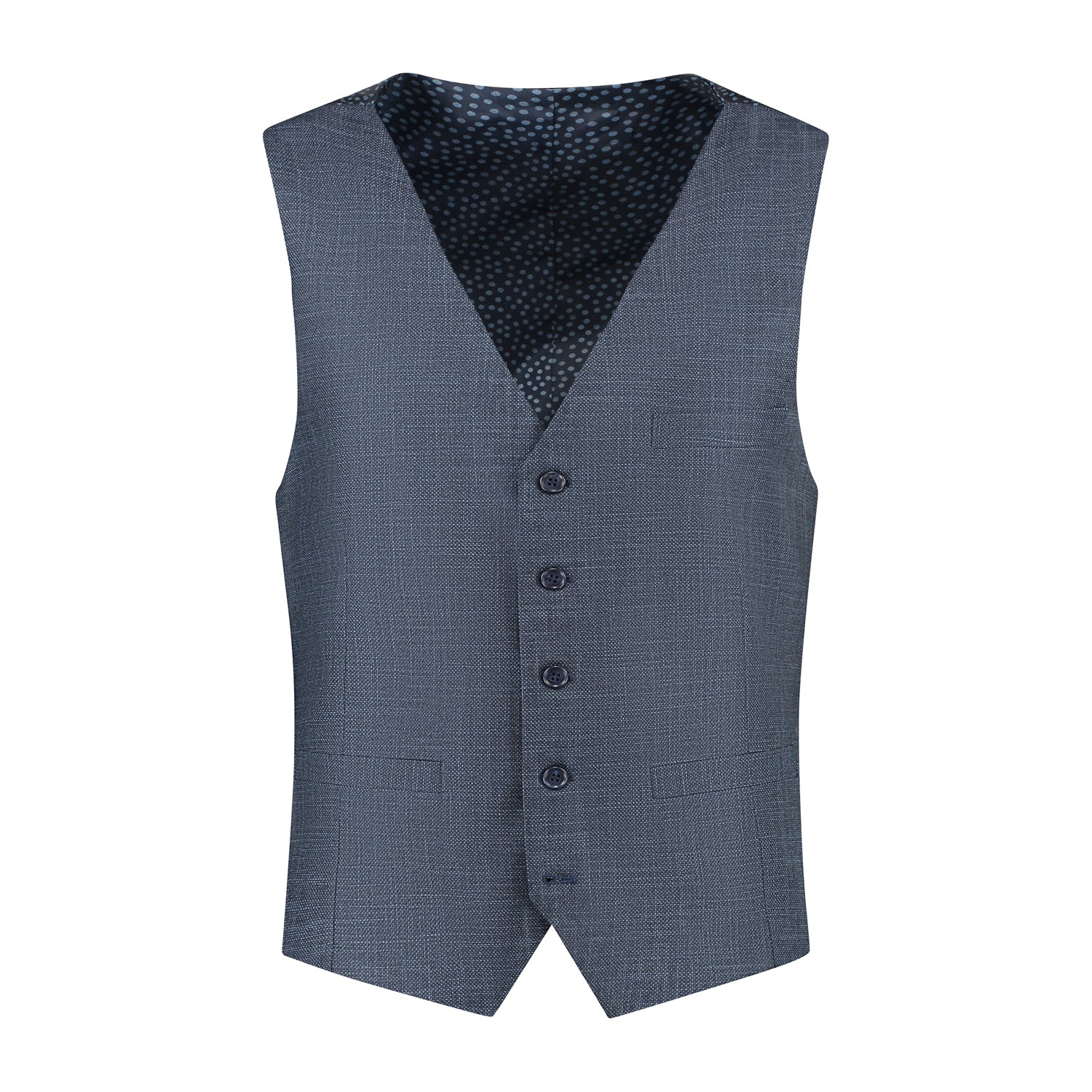 Gilet birdseye structuur blauw - Gents