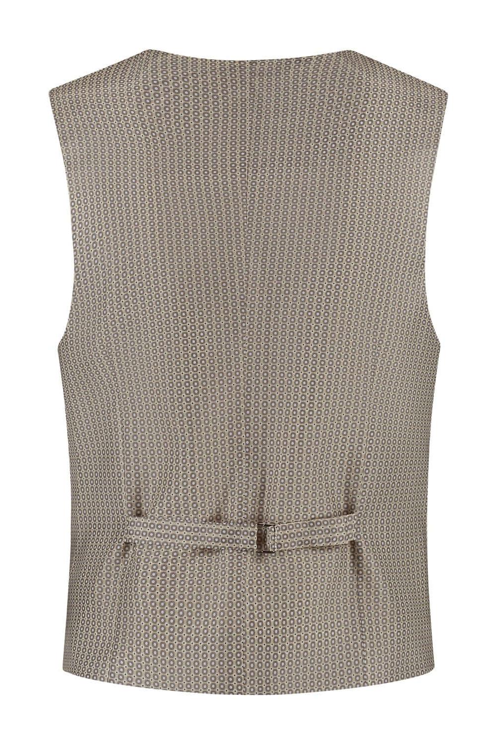 Gilet strandzand beige gilet met ademende, kreukvrije stof, achterkant met knopen.