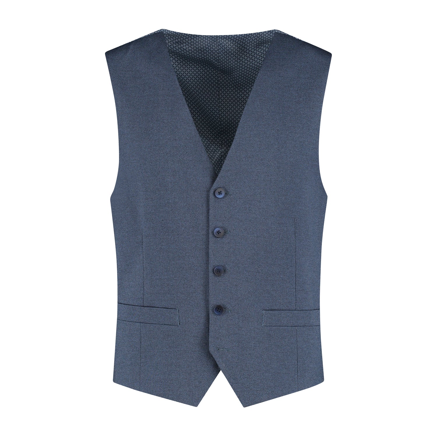 Gilet stretch birdseye blauw - Gents
