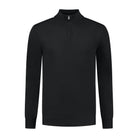 Halfzip merinoblend zwart - Gents