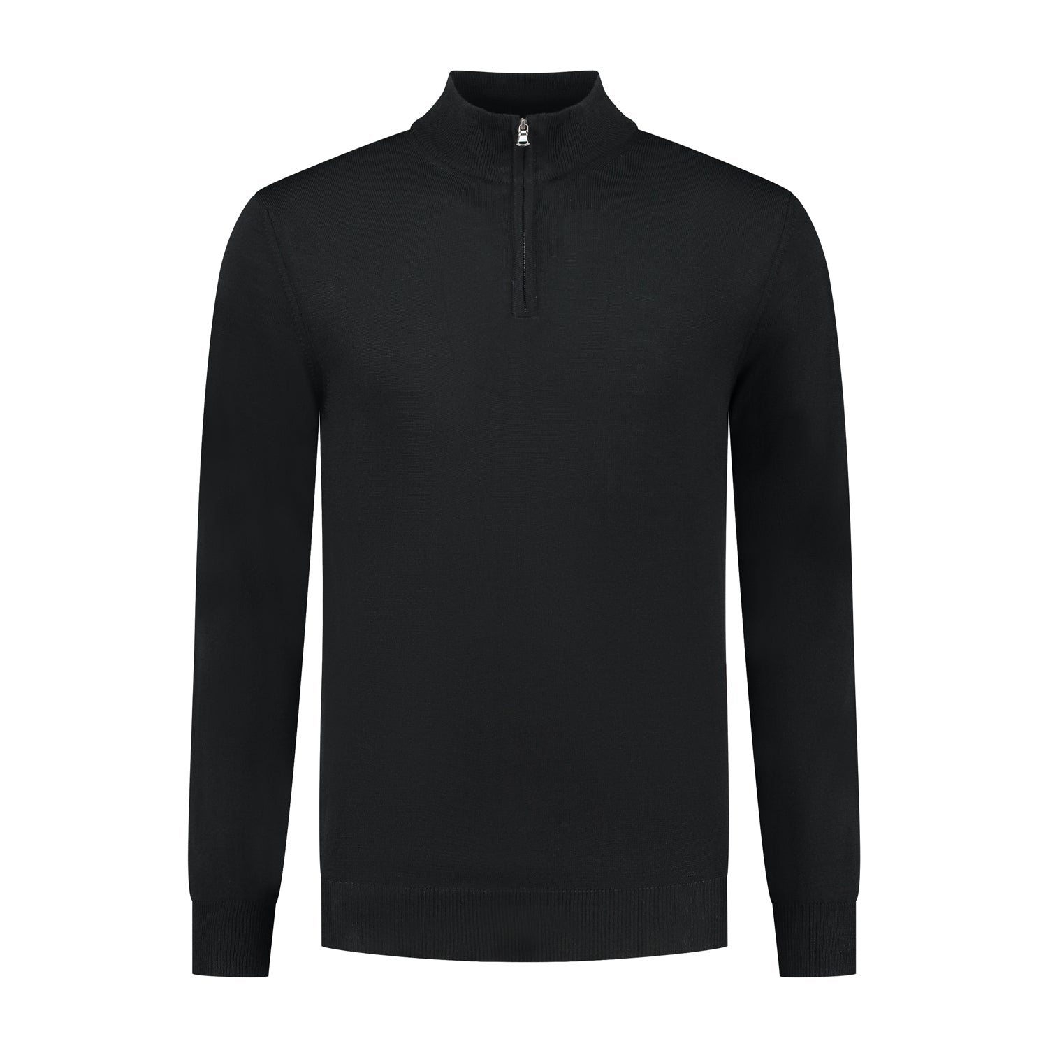 Halfzip merinoblend zwart - Gents