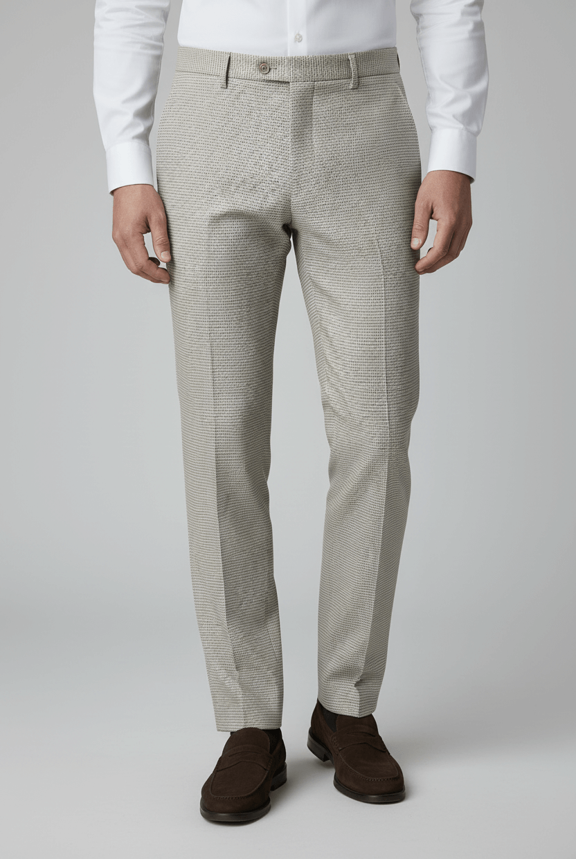 Pantalon pied-de-poule beige