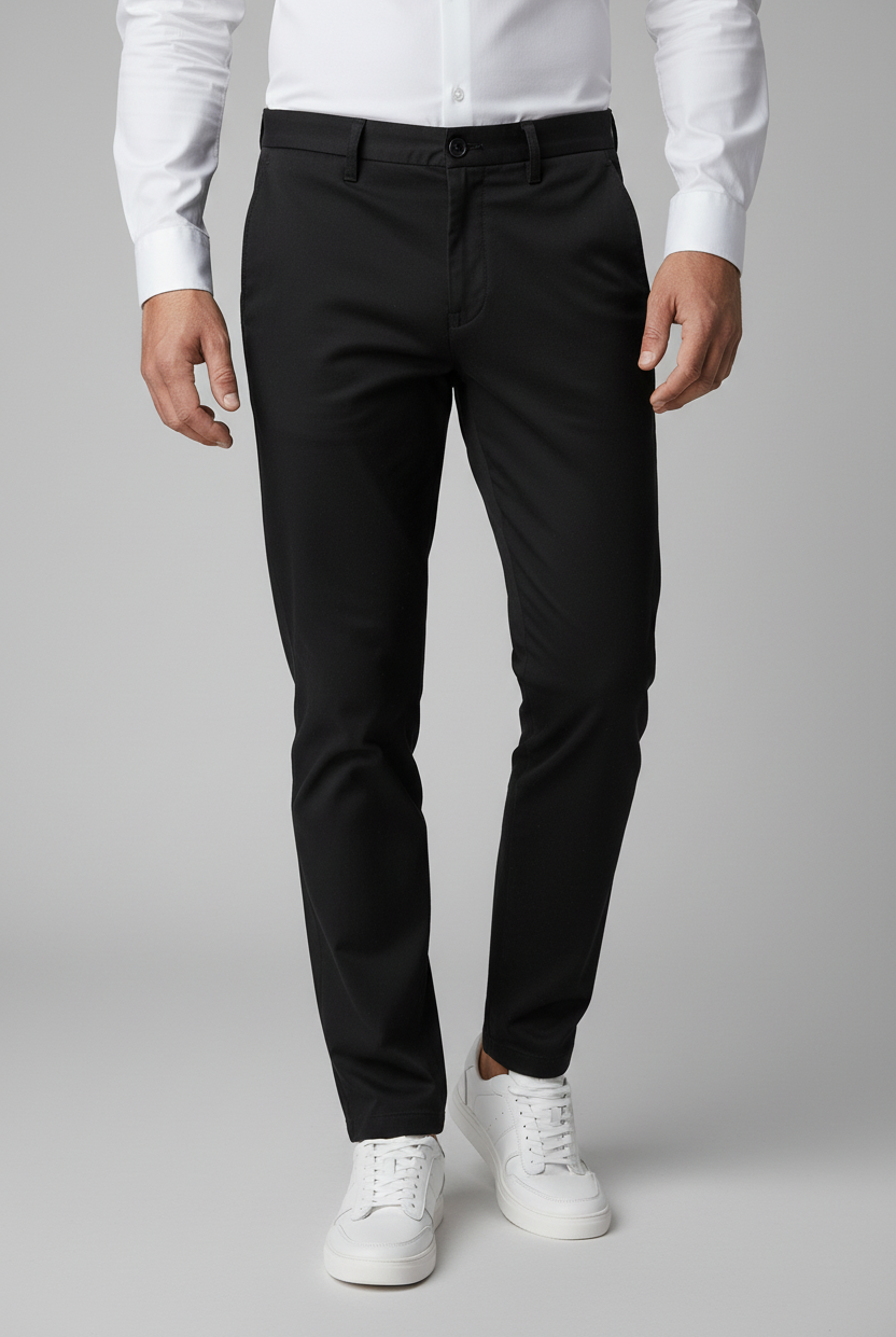 Chino stretch structuur zwart