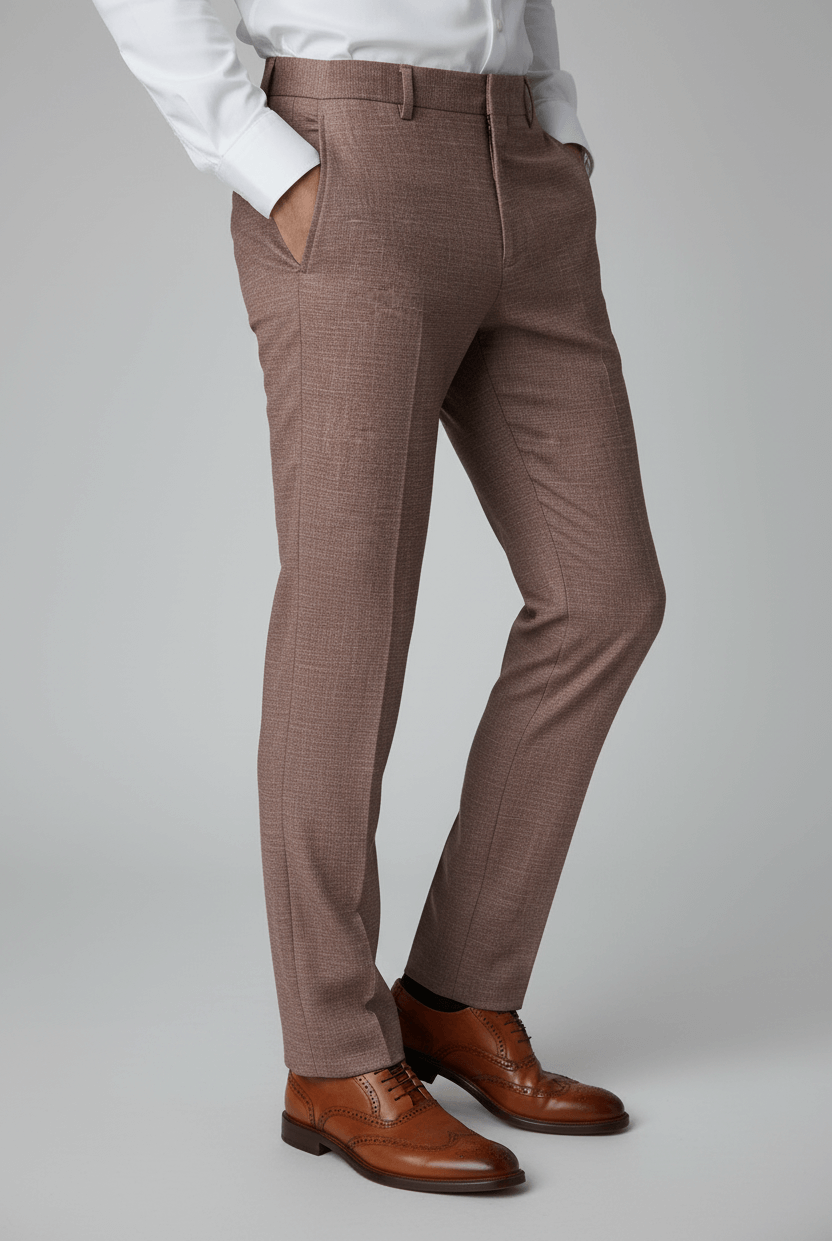 Pantalon uni melange roodbruin