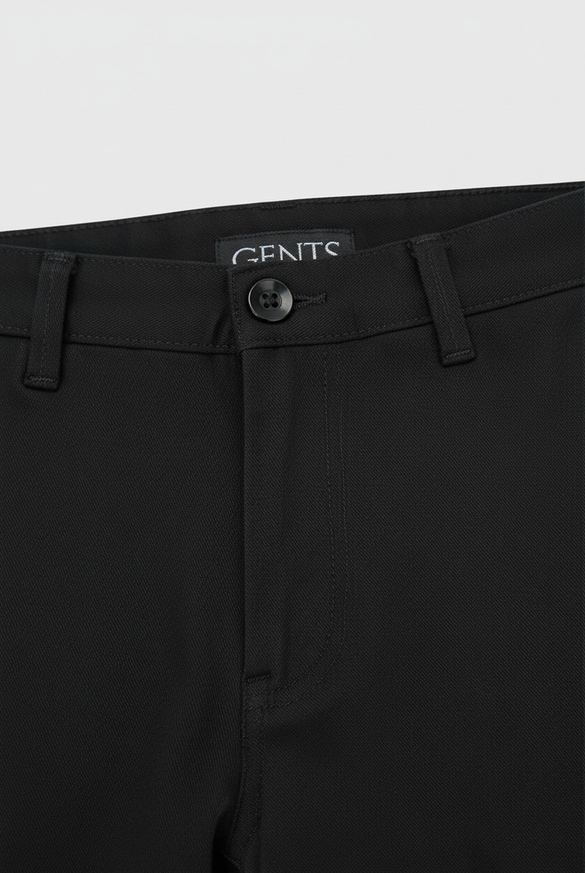Chino stretch structuur zwart