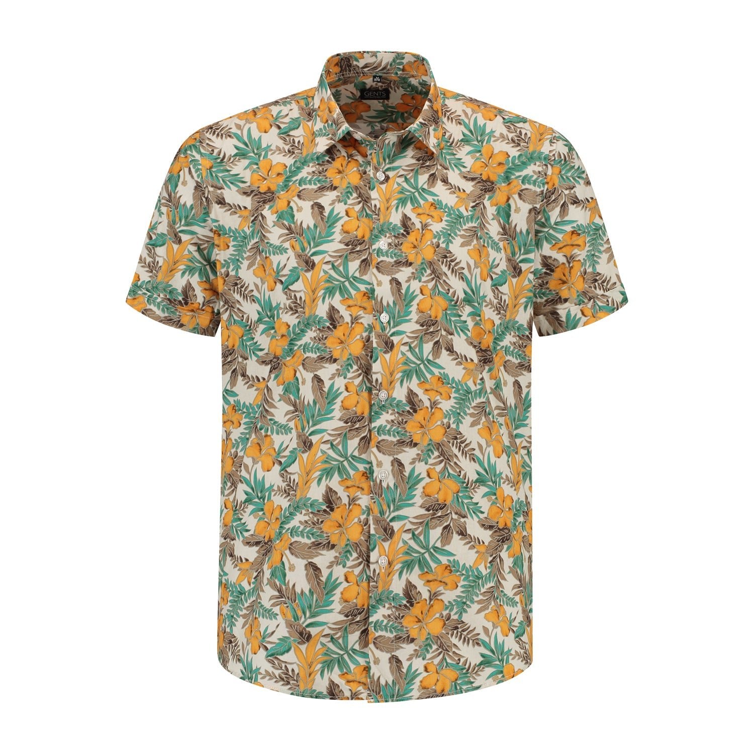 Korte mouw hawaii bloem - Gents