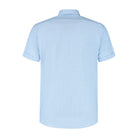 Korte mouw linnen - katoen lichtblauw - Gents