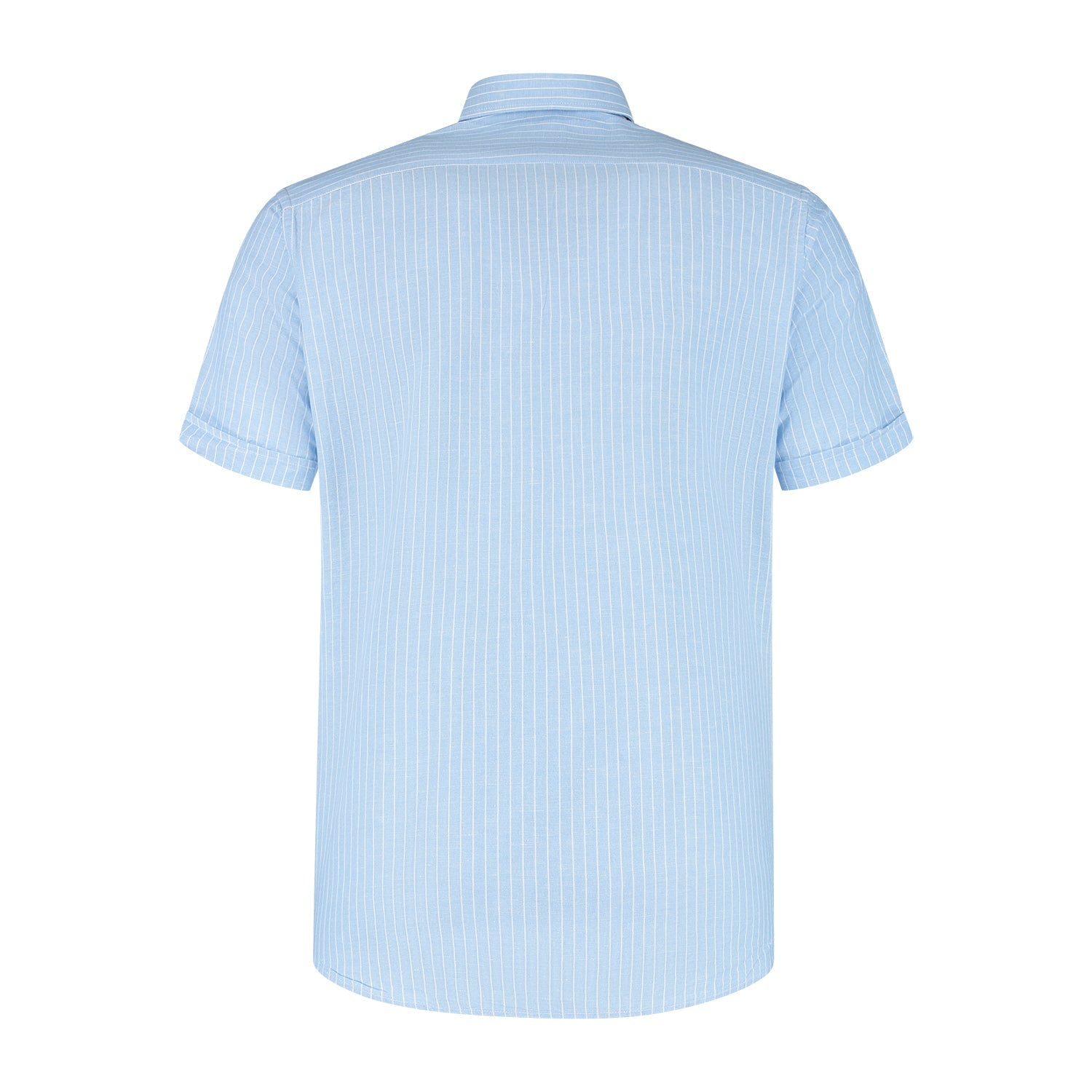 Korte mouw linnen - katoen lichtblauw - Gents