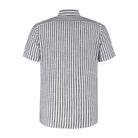 Korte mouw linnen - katoen streep blauw - Gents