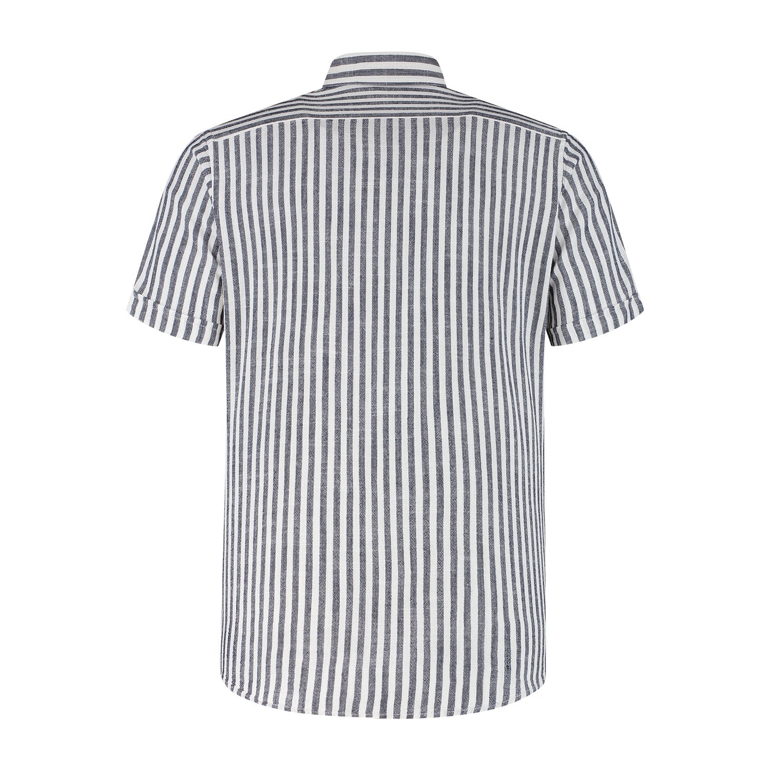 Korte mouw linnen - katoen streep blauw - Gents