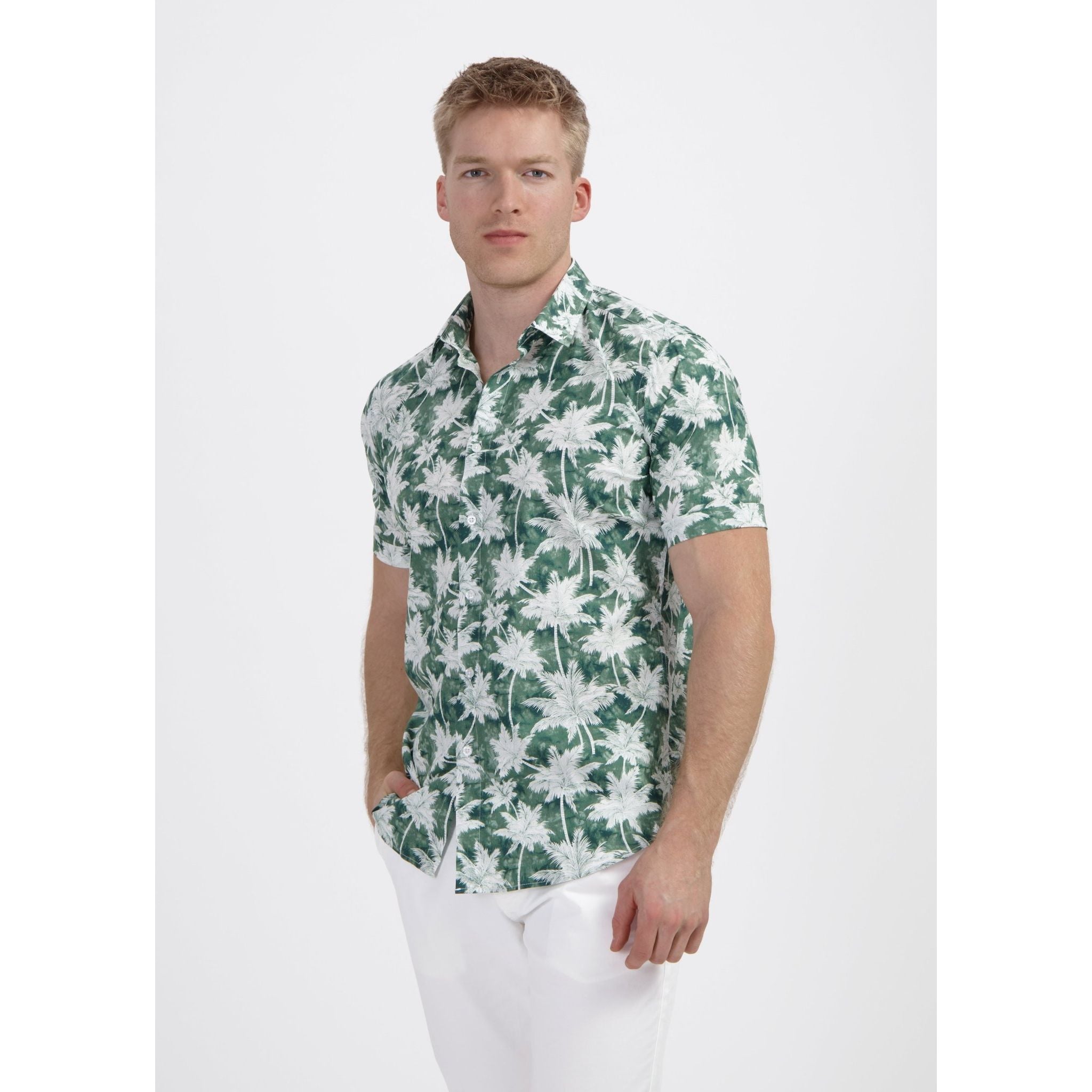 Korte mouw palmprint groen - Gents