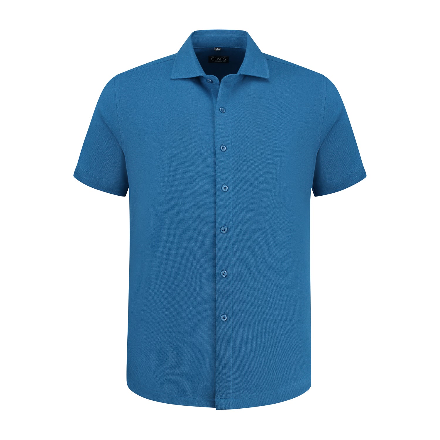 Korte mouw pique blauw - Gents