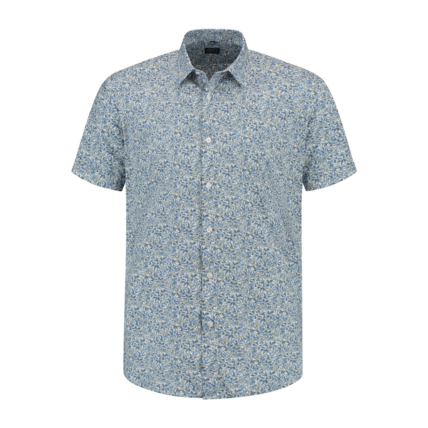 Korte mouw print blauw - groen - Gents