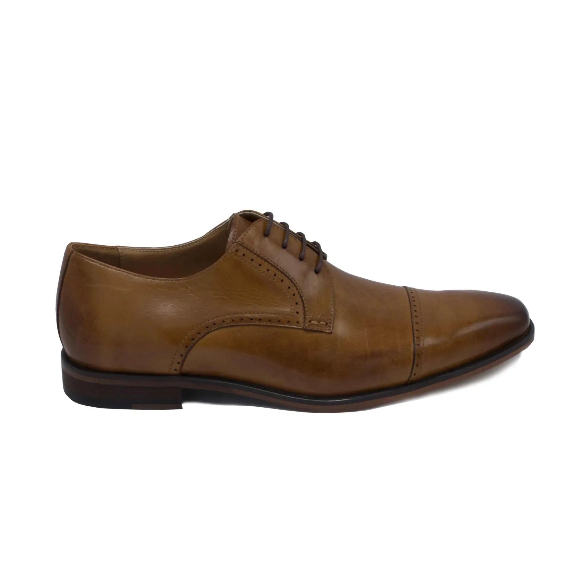 Leren veterschoen heren – cognac cap toe - Gents