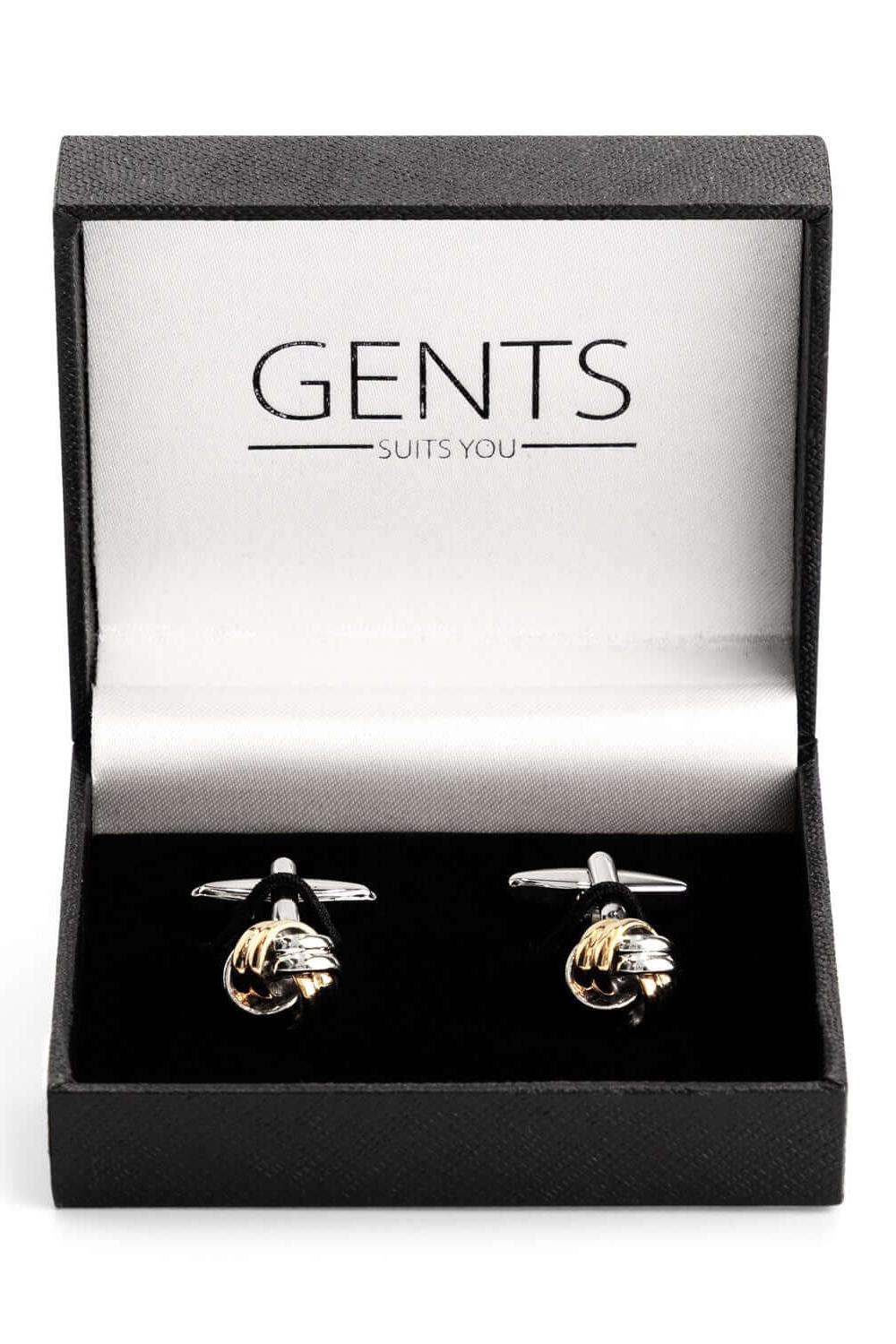 Manchetknopen knot zilver - goud - Gents