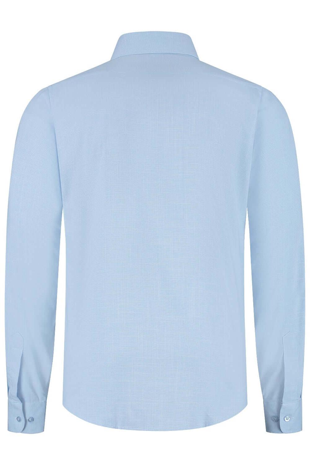 Overhemd bamboe pied-de-poule lichtblauw