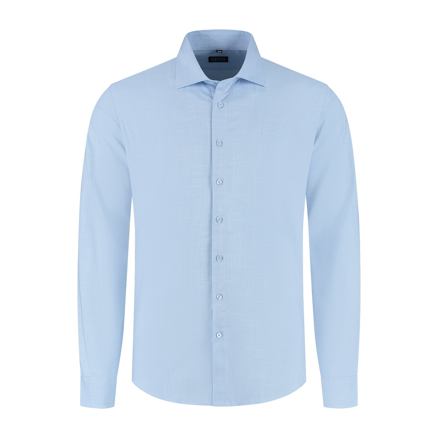 Overhemd bamboe pied - de - poule lichtblauw - Gents