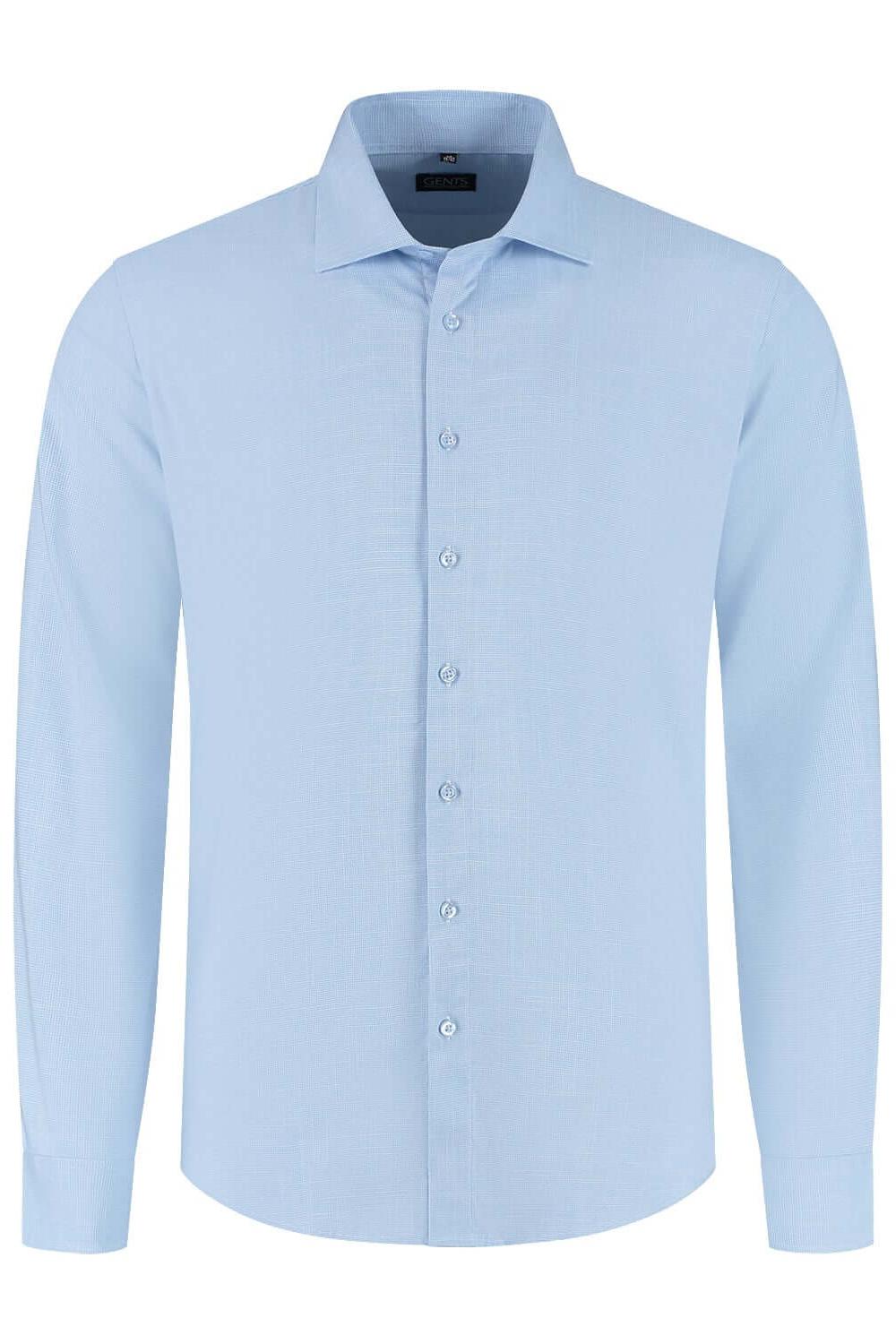 Overhemd bamboe pied-de-poule lichtblauw