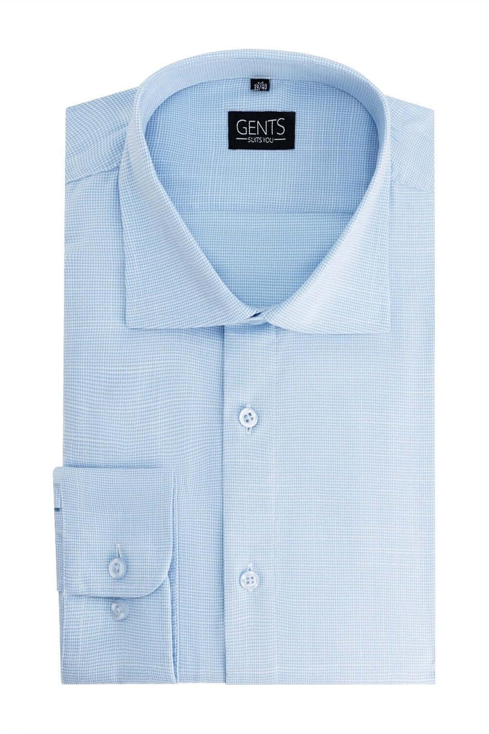 Overhemd bamboe pied-de-poule lichtblauw