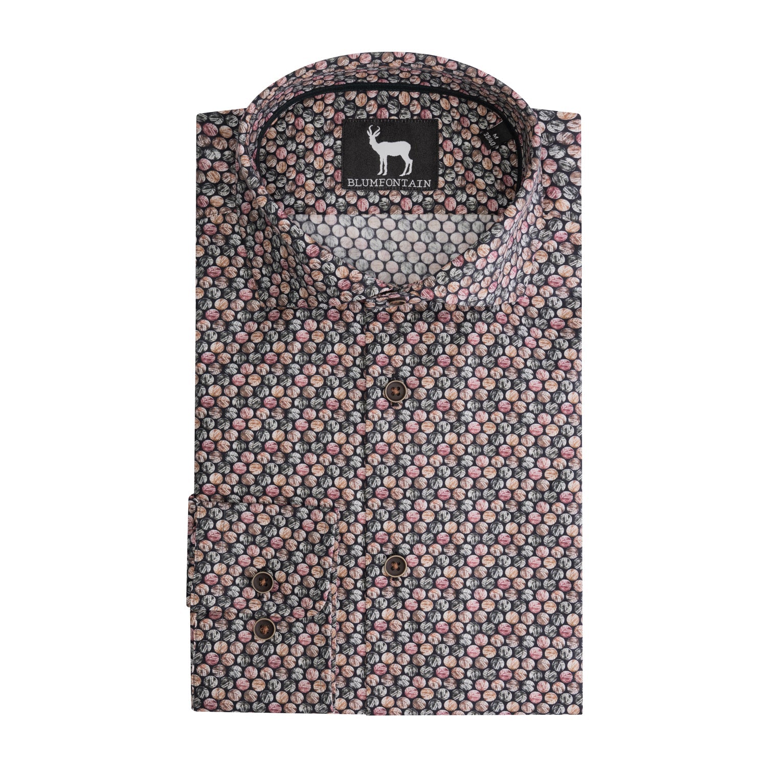Overhemd Blumfontain cirkelprint bruin - Gents