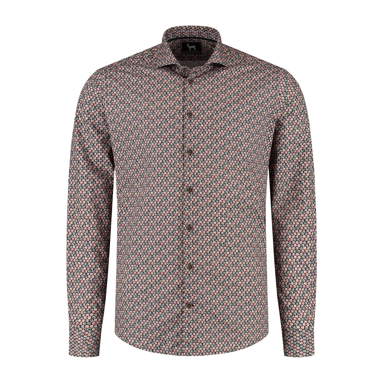 Overhemd Blumfontain cirkelprint bruin - Gents