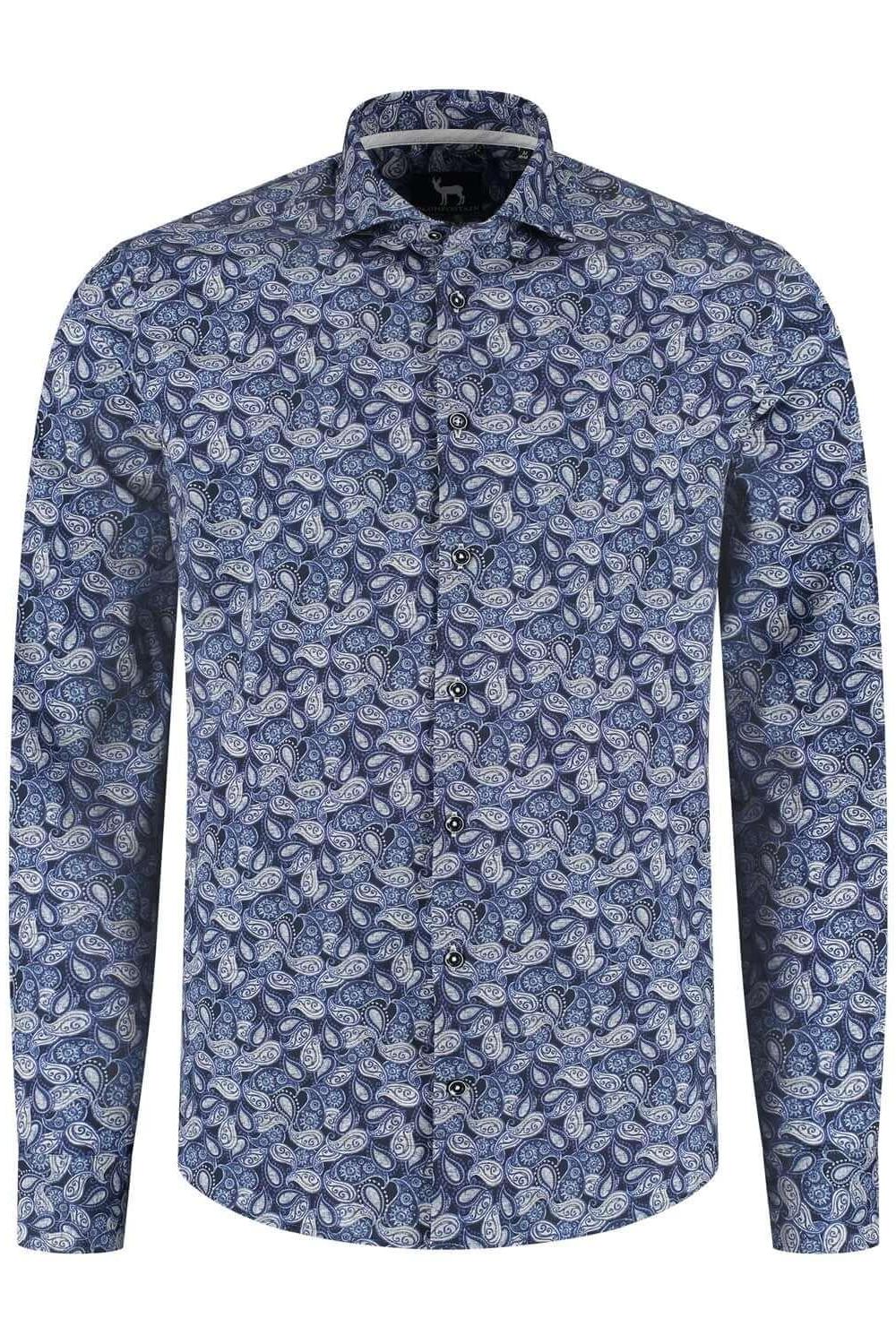 Overhemd Blumfontain paisleyprint blauw - Gents