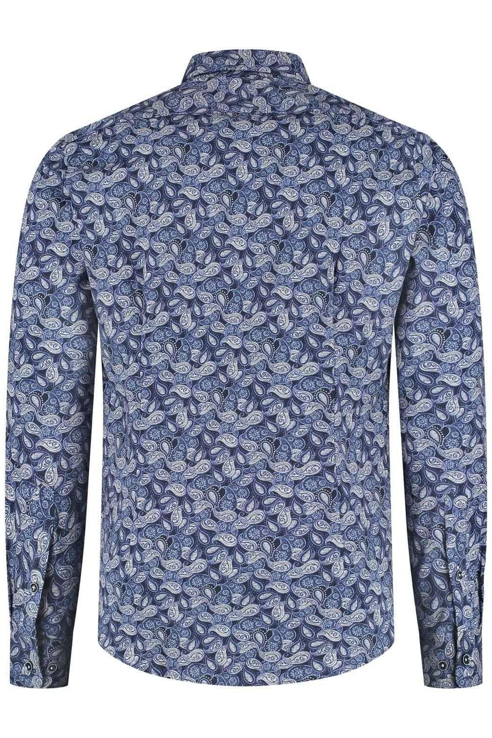 Overhemd Blumfontain paisleyprint blauw - Gents