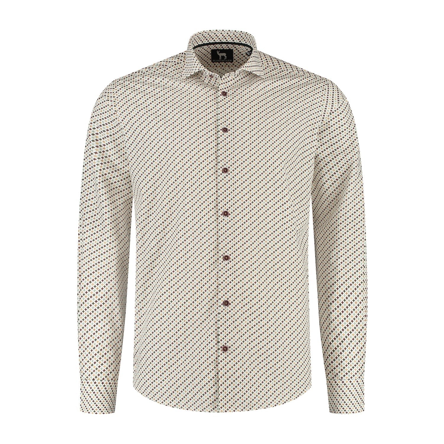 Overhemd Blumfontain retroprint groen - brique - Gents