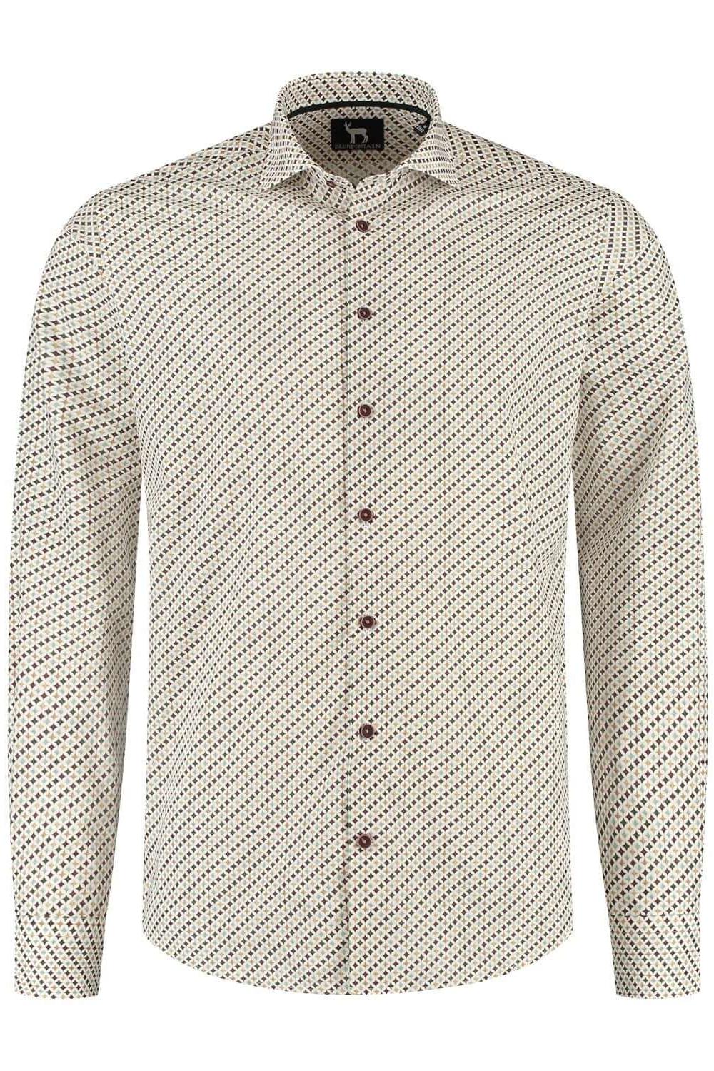 Overhemd Blumfontain retroprint groen - brique - Gents