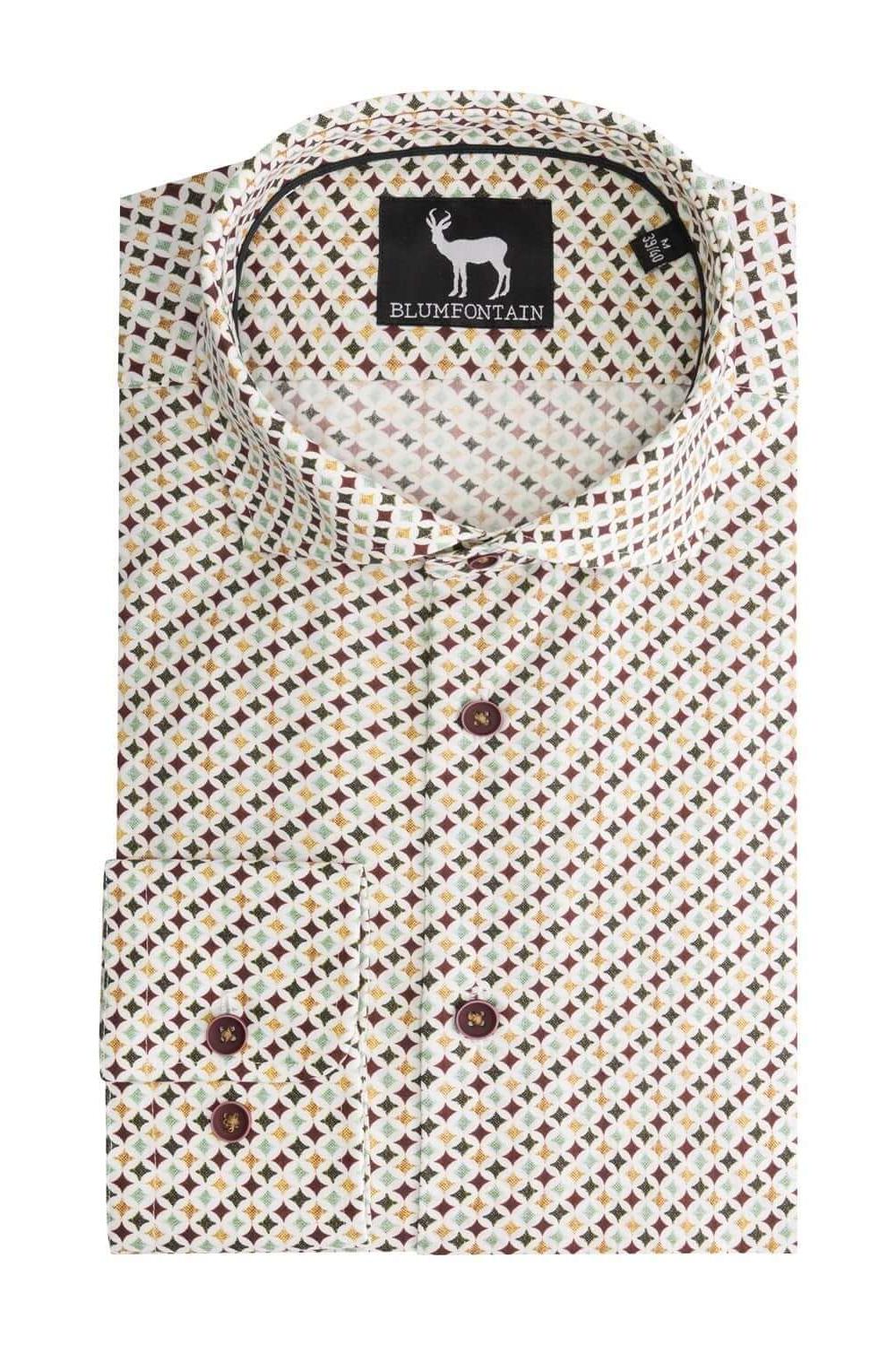 Overhemd Blumfontain retroprint groen - brique - Gents