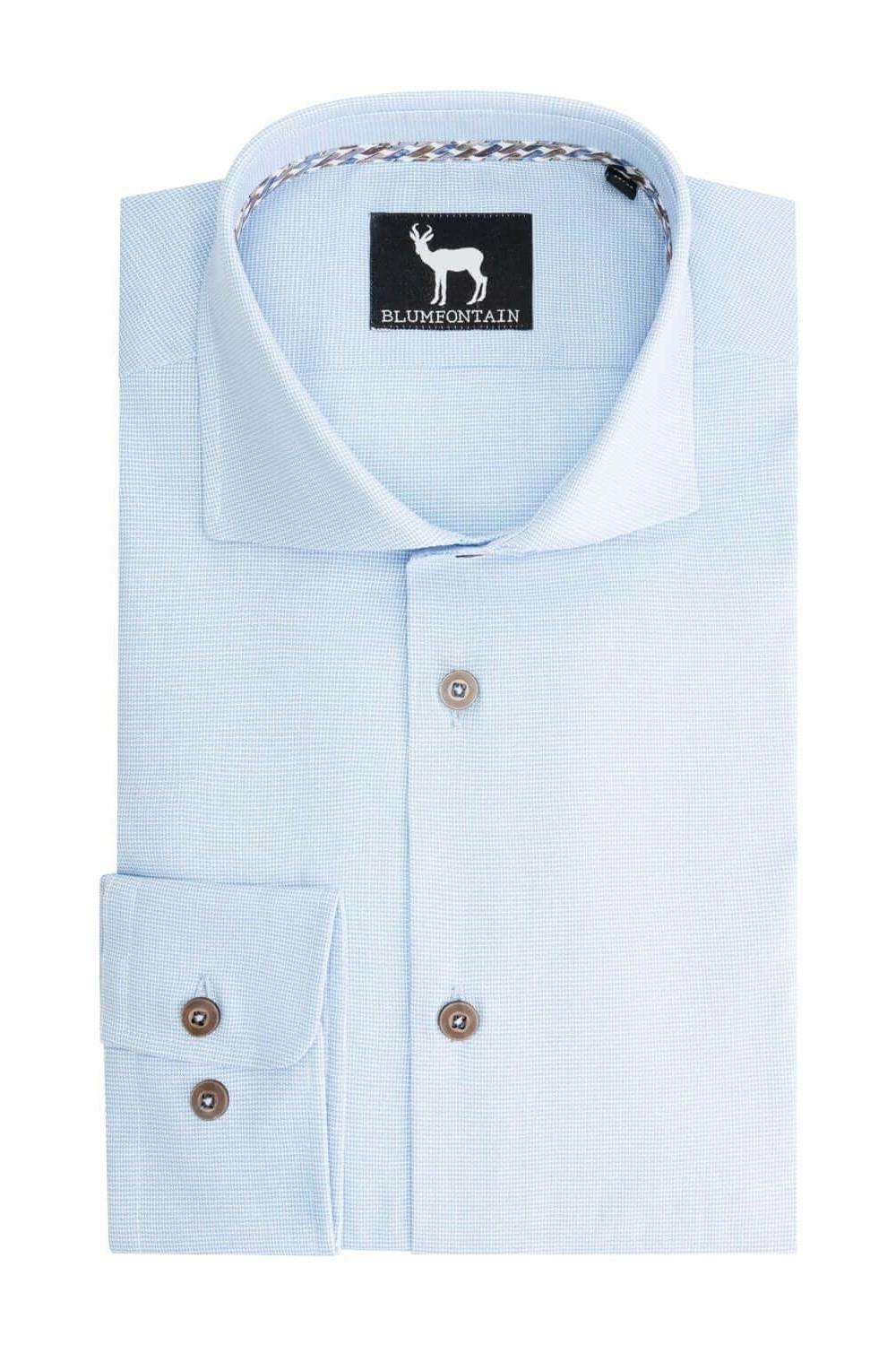 Overhemd Blumfontain structuur blauw - Gents