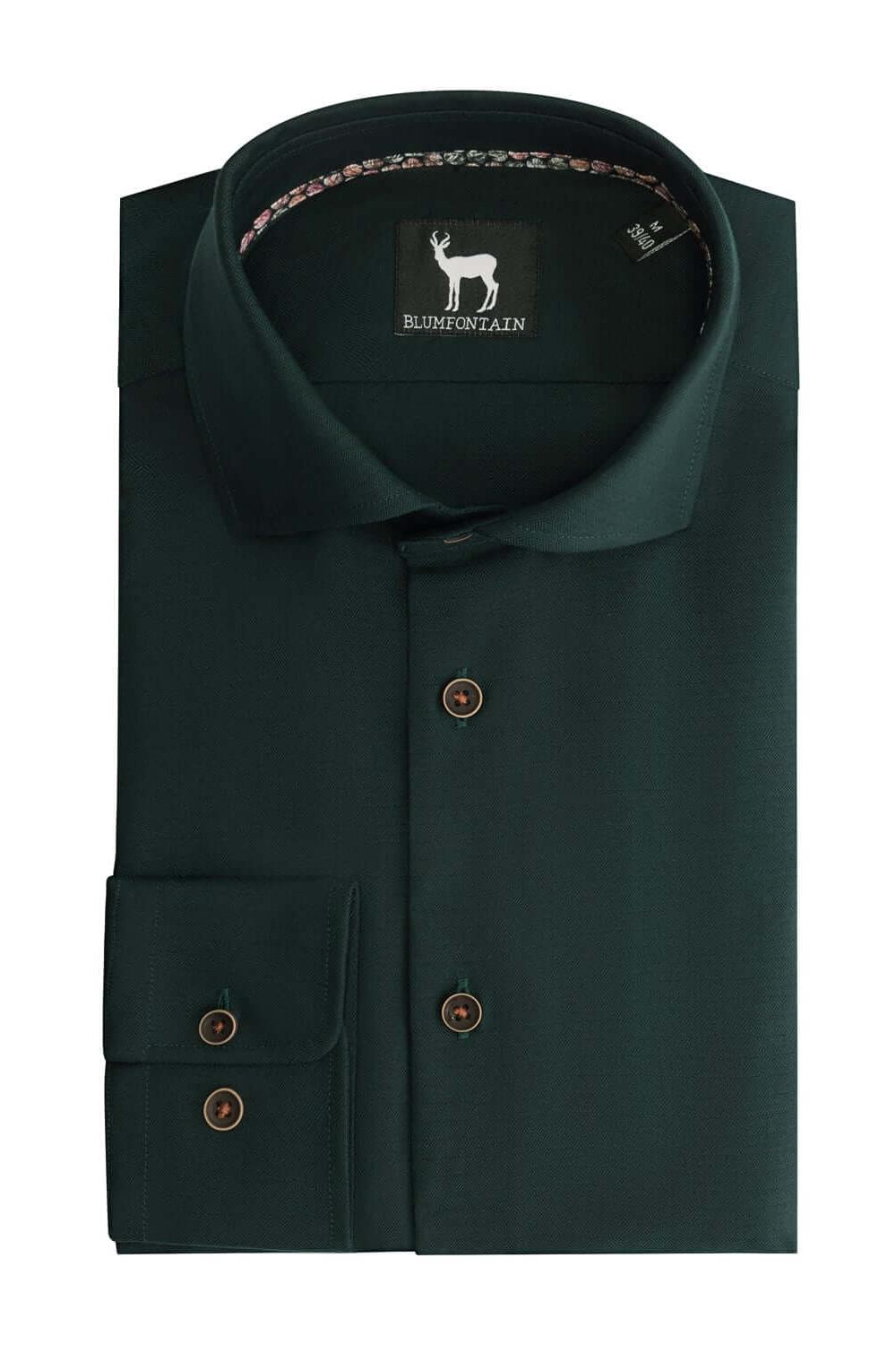 Overhemd Blumfontain uni donkergroen - Gents