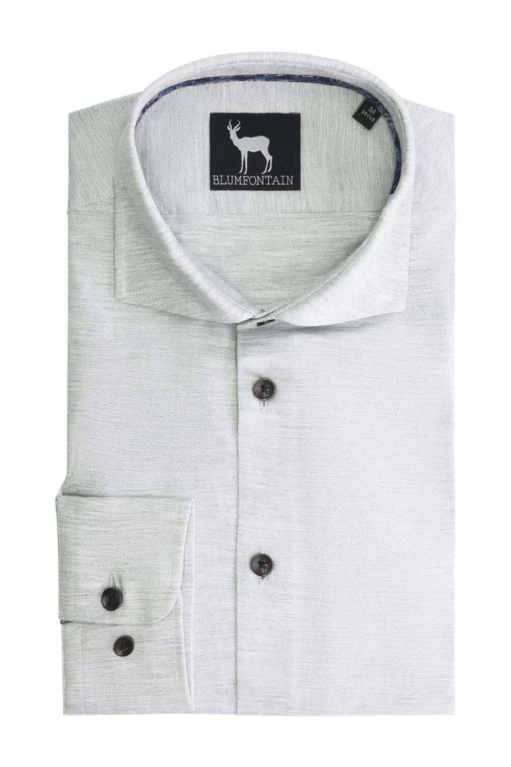 Overhemd Blumfontain uni structuur grijs - Gents