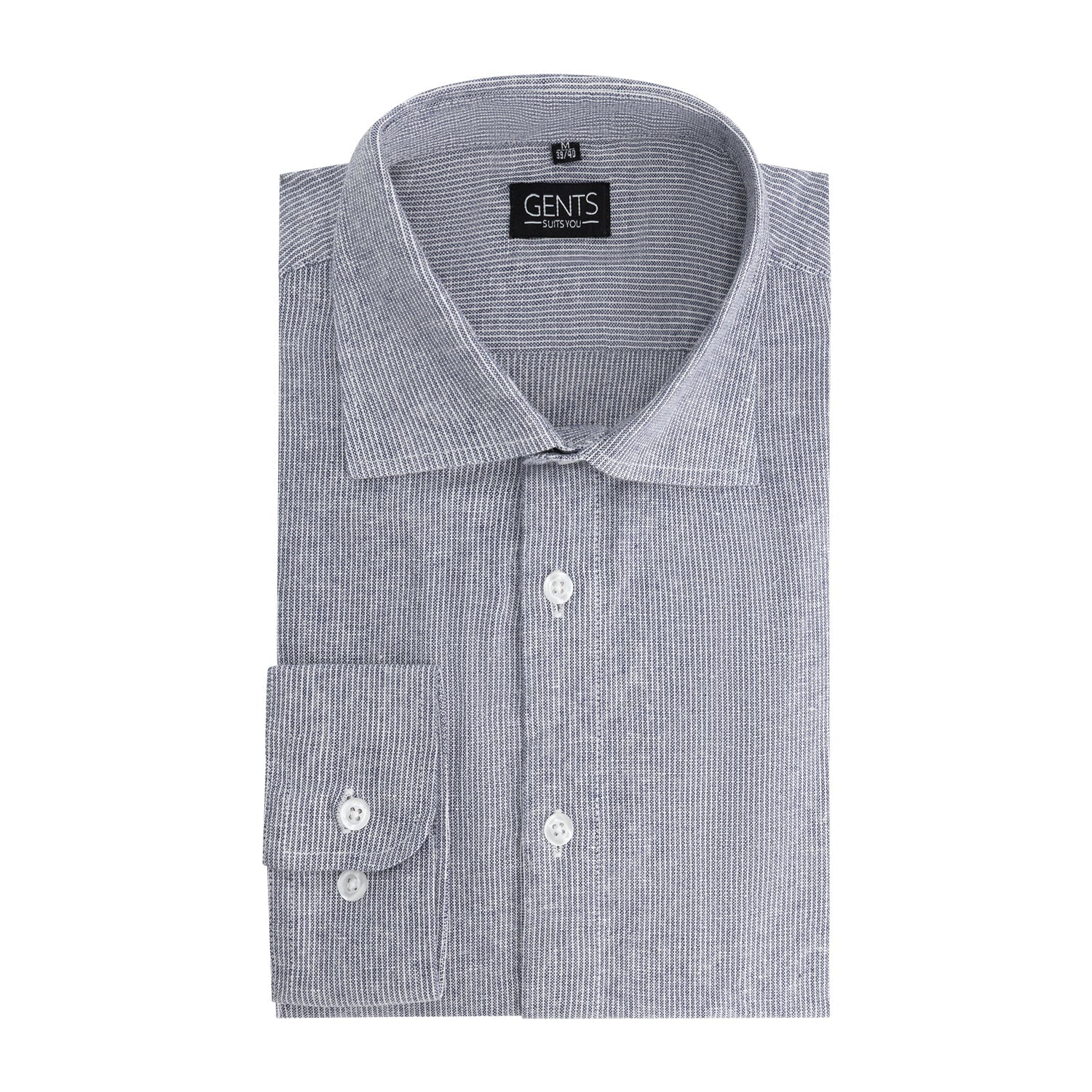 Overhemd linnen - katoen ministreep blauw - Gents