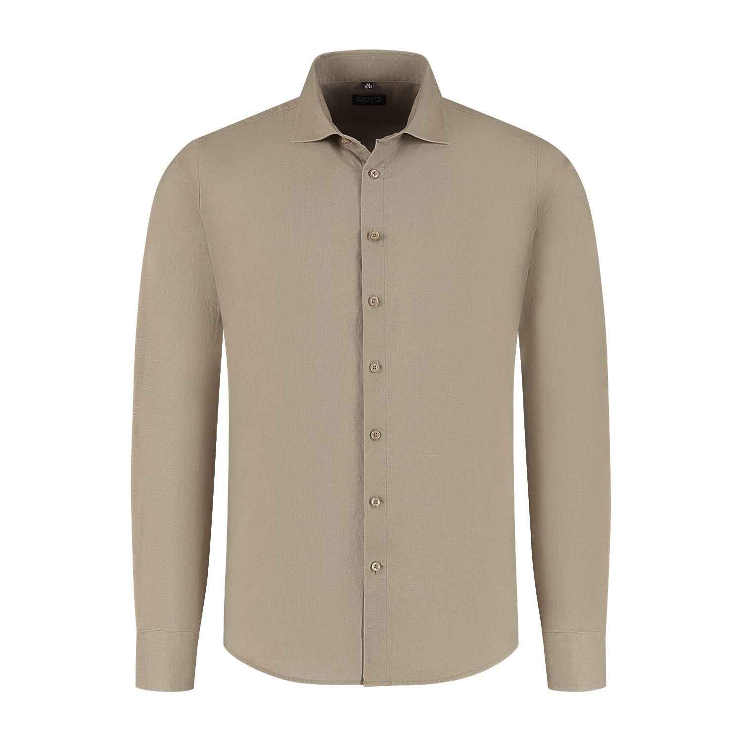 Overhemd linnen - katoen taupe - Gents