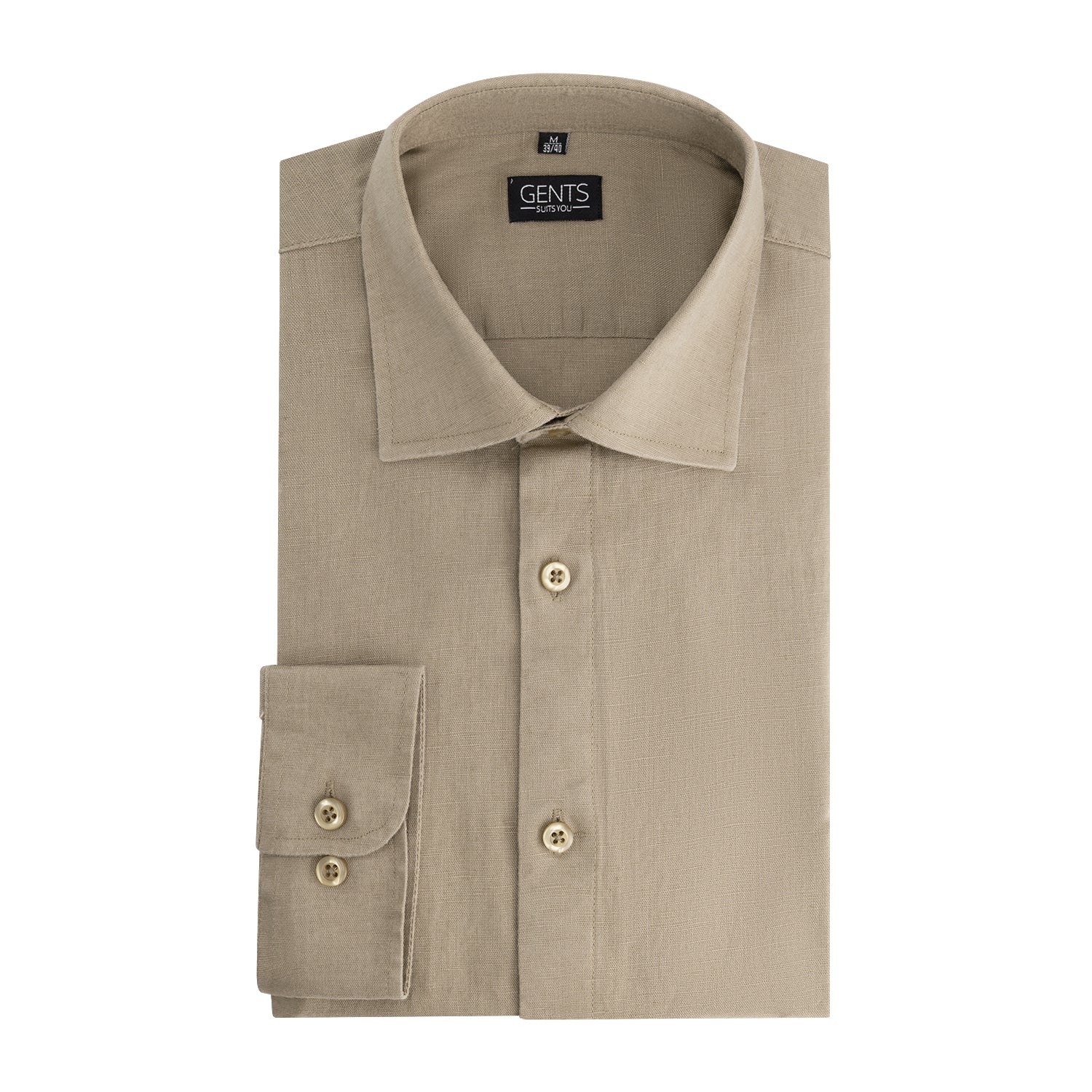 Overhemd linnen - katoen taupe - Gents