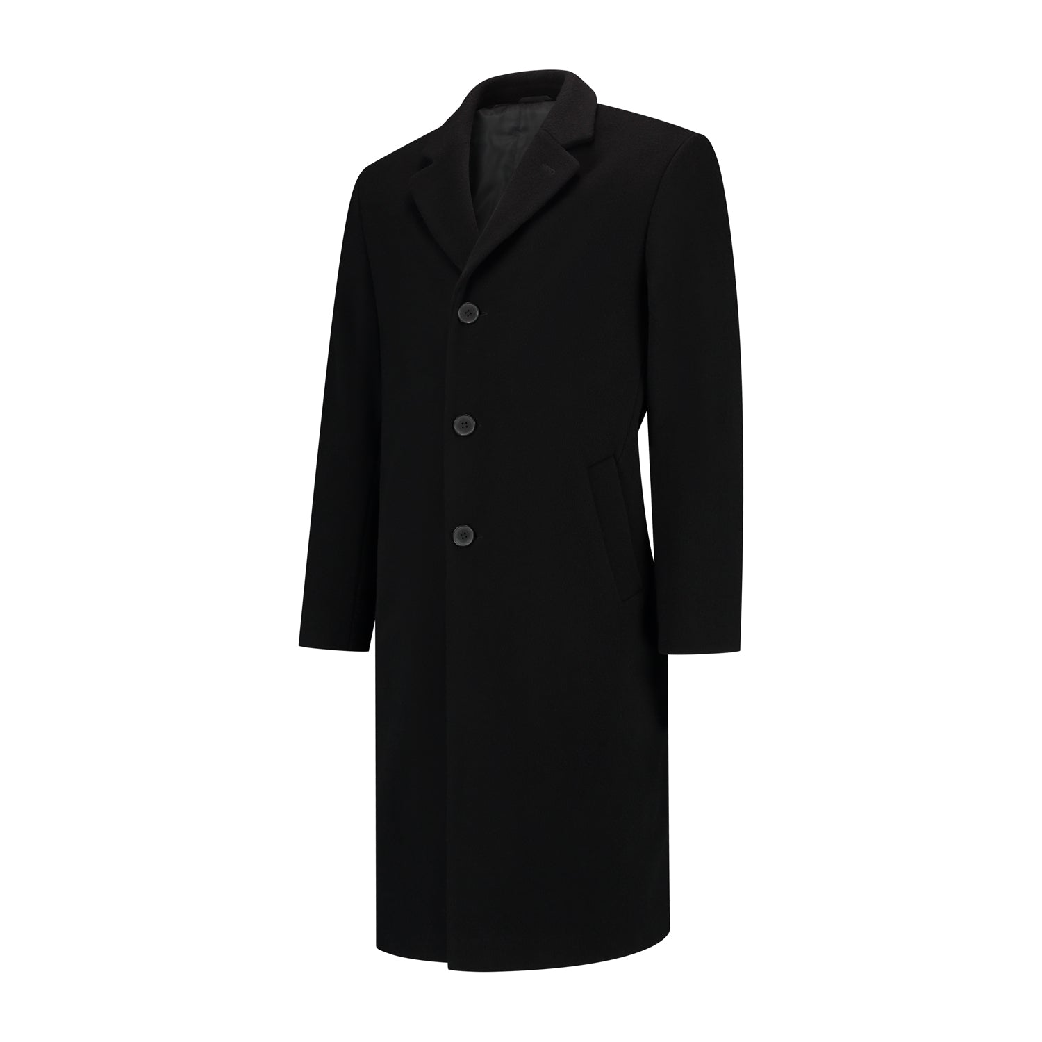 Overjas wol lang zwart - Gents