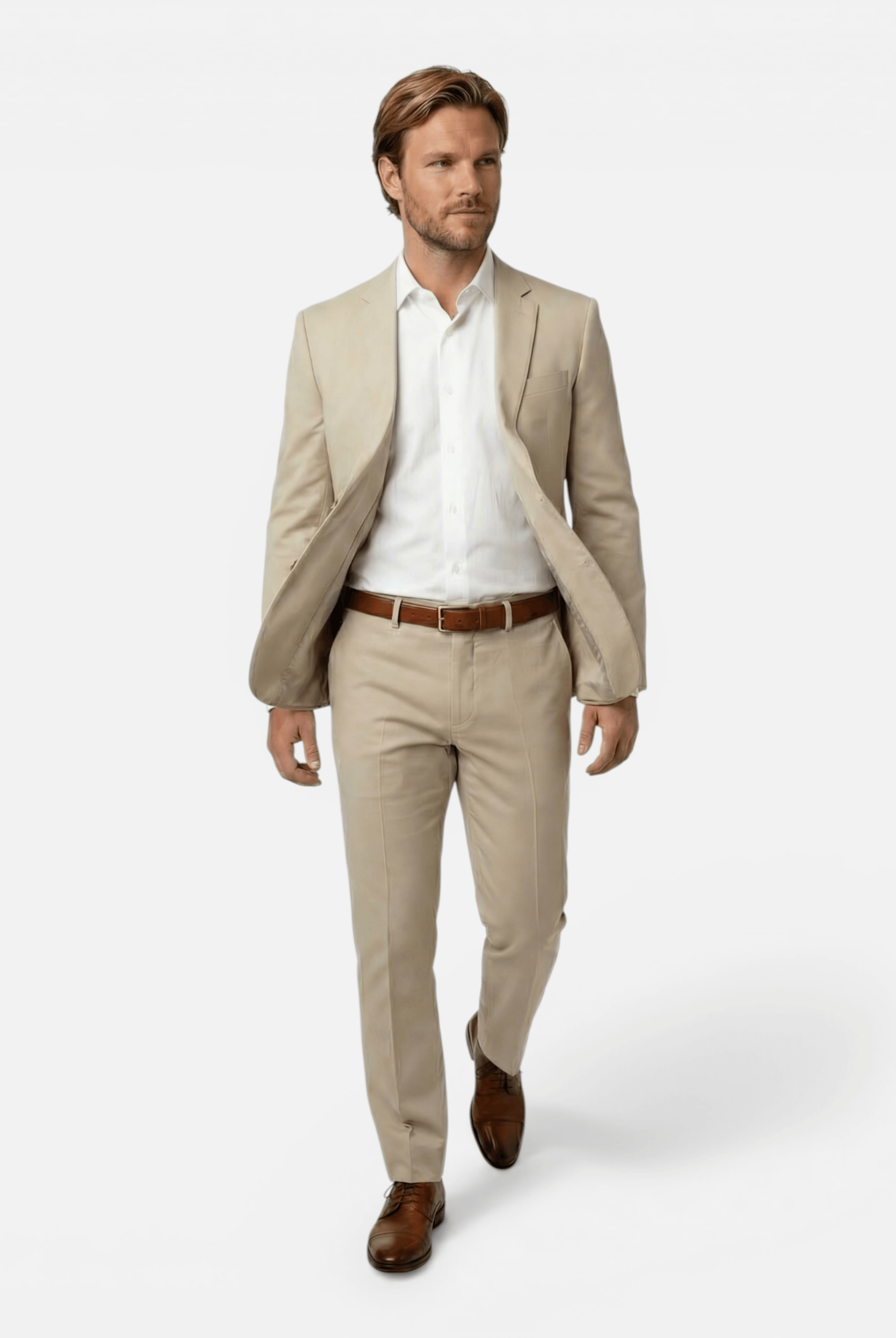 Pak 2-delig stretchkatoen zand - elegante en casual outfit voor elke gelegenheid.