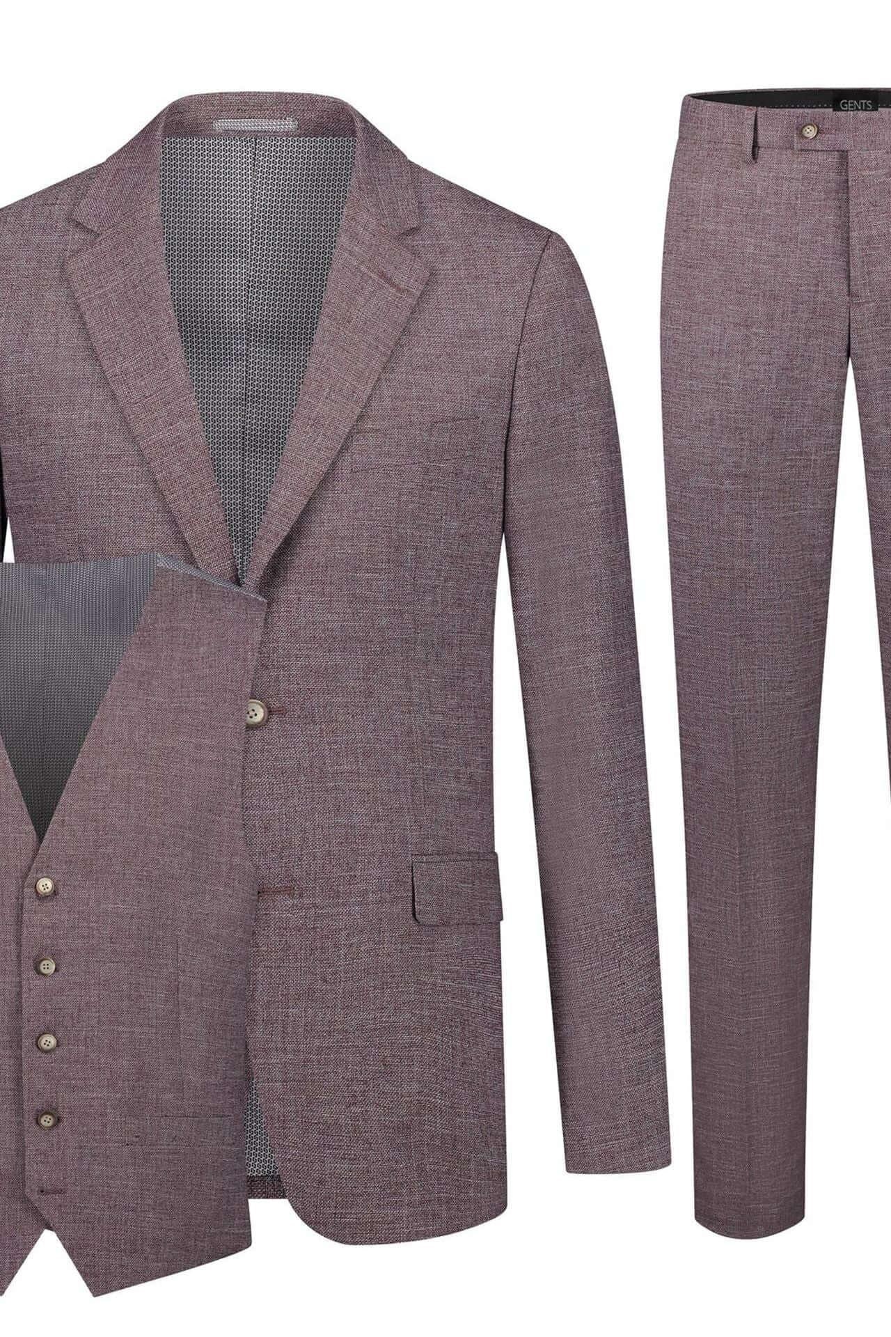 Pak 3 - D linnenlook rozijn rood - Gents