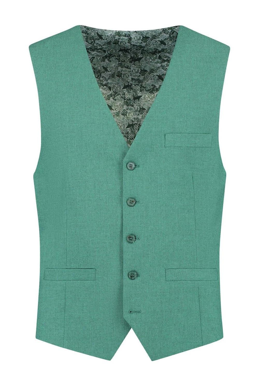 Pak ceder groen 3-delig mouwloos vest met knopen en zakken, elegante groene kleur