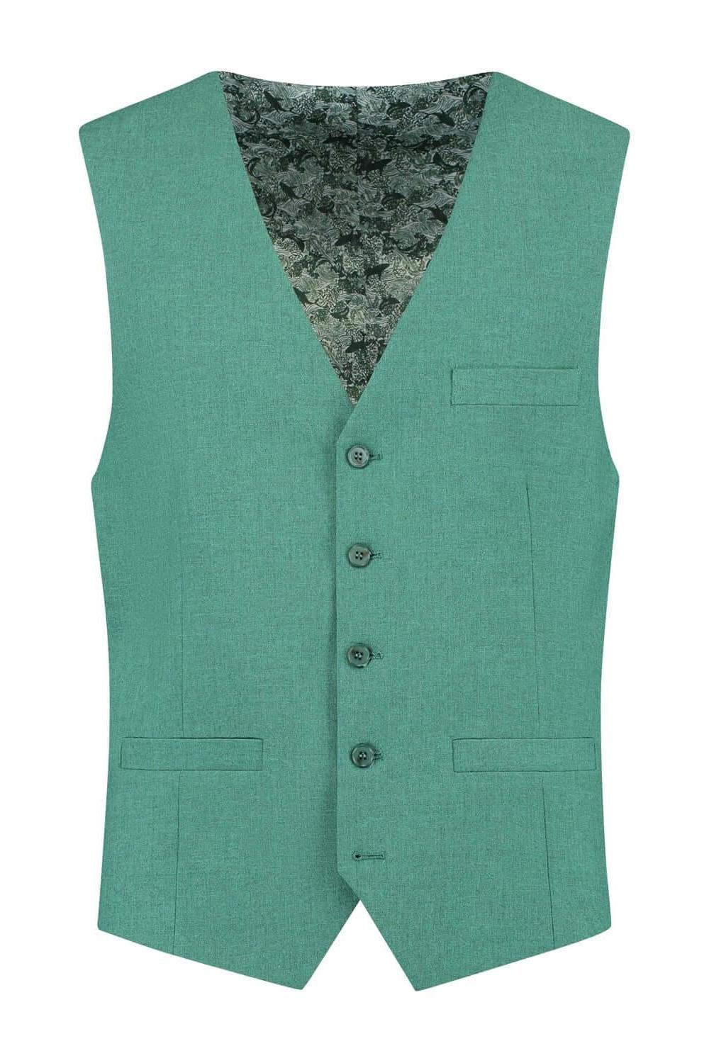 Pak ceder groen 3-delig mouwloos vest met knopen en zakken, elegante groene kleur