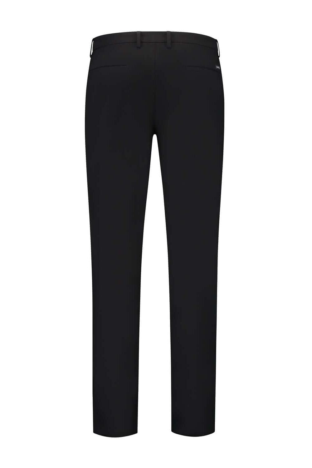 Pantalon comfort stretch zwart MixMatch, zwarte broek met comfort-stretch en zakken, achteraanzicht.