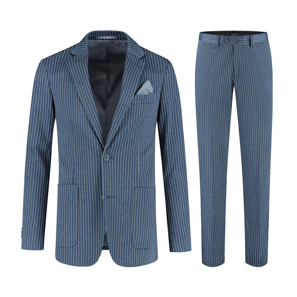 Pak krijtstreep denimblauw - Gents